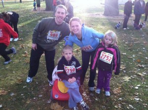Family Getting Ready for Turkey Trot Last Year (Kids were pumped!)