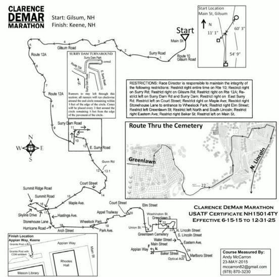 Clarence demar marathon map