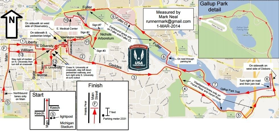 Ann Arbor Half Marathon Map