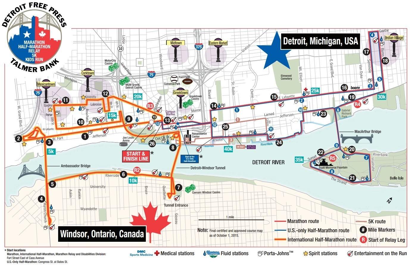 Detroit Free Press Half Marathon Map