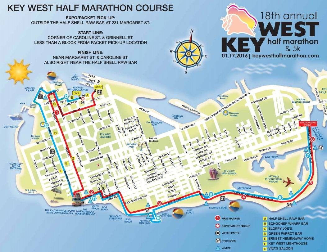 Key West Half Marathon Course Map