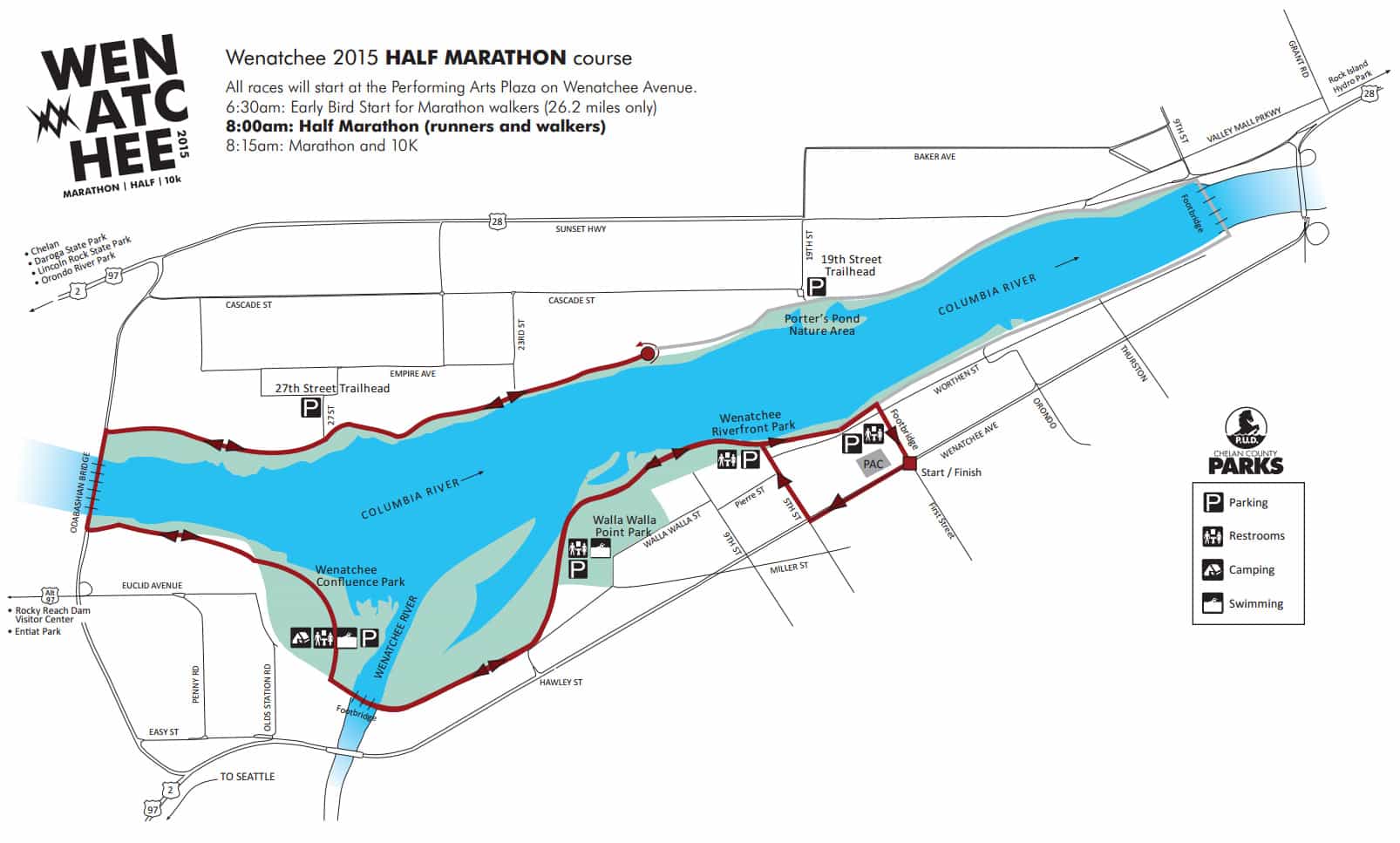 Wentachee Half Marathon Course Map