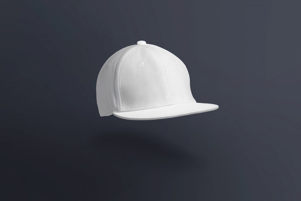 white cap isolated against a grey background