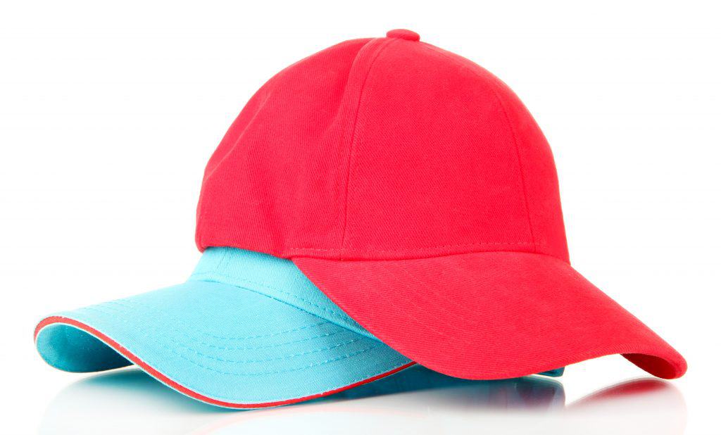 Red and blue caps cap isolated on white