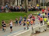 Runners in the annual Boston marathon