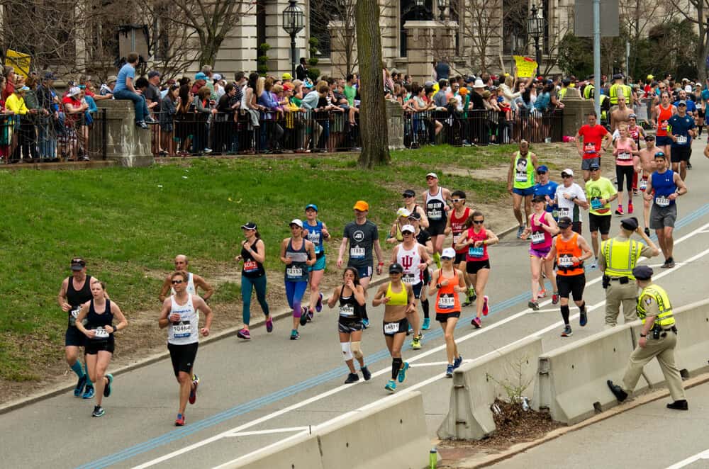 Runners in the annual Boston marathon