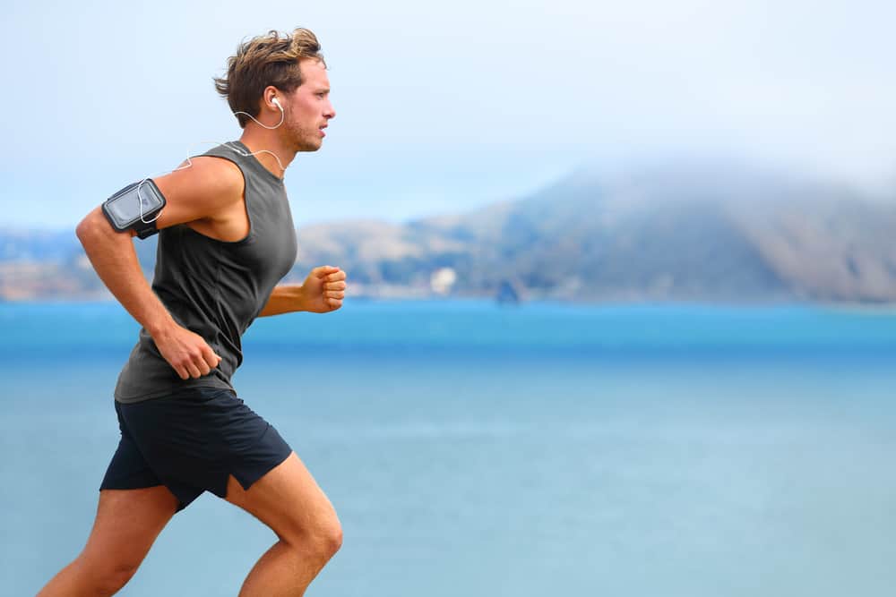 Man running with his phone