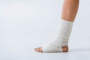 foot and ankle wrapped with bandage